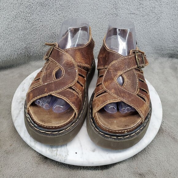 Arizona Shoes Womens Size 7.5 Brown Leather Vintage Chunky Y2K Sandals - Picture 5 of 10